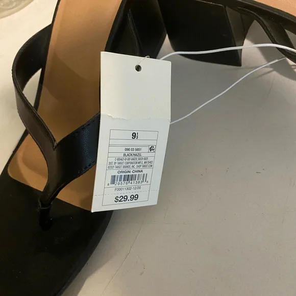 Black Square open toe heels - Picture 3 of 3